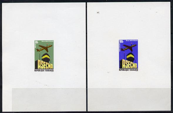 Togo 1971 Tenth Anniversary of ASECNA (Aerial Navigation Security) set of 2 individual imperf deluxe sheets unmounted mint as SG 817-8, stamps on aviation