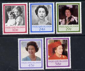 Falkland Islands 1986 Queens 60th Birthday set of 5 unmounted mint SG 522-26, stamps on royalty        60th birthday