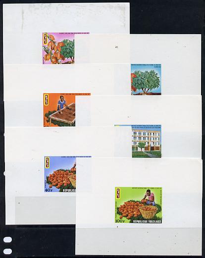 Togo 1971 Int Cocoa Day set of 6 individual imperf deluxe sheets unmounted mint but surface stains on one, as SG 811-6, stamps on food, stamps on drink