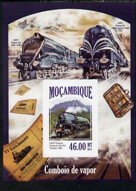 Mozambique 2013 Steam Trains #11 - LNER Tornado imperf deluxe sheet unmounted mint. Note this item is privately produced and is offered purely on its thematic appeal, stamps on , stamps on  stamps on railways