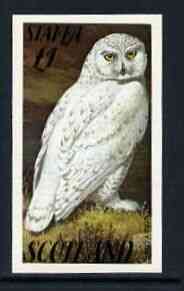 Staffa 1979 Snow Owl imperf souvenir sheet (£1 value)  unmounted mint, stamps on birds, stamps on birds of prey, stamps on owls