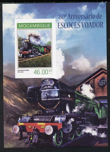 Mozambique 2014 80th Anniversary of Flying Scotsman #2 imperf s/sheet #1 unmounted mint. Note this item is privately produced and is offered purely on its thematic appeal..., stamps on railways, stamps on scots