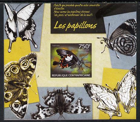 Central African Republic 2014 Butterflies #01 imperf s/sheet A - unmounted mint. Note this item is privately produced and is offered purely on its thematic appeal, stamps on , stamps on  stamps on butterflies