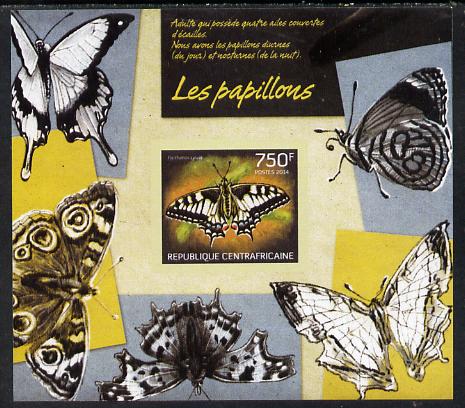 Central African Republic 2014 Butterflies #01 imperf s/sheet B - unmounted mint. Note this item is privately produced and is offered purely on its thematic appeal, stamps on , stamps on  stamps on butterflies