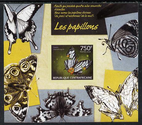 Central African Republic 2014 Butterflies #01 imperf s/sheet C - unmounted mint. Note this item is privately produced and is offered purely on its thematic appeal, stamps on , stamps on  stamps on butterflies