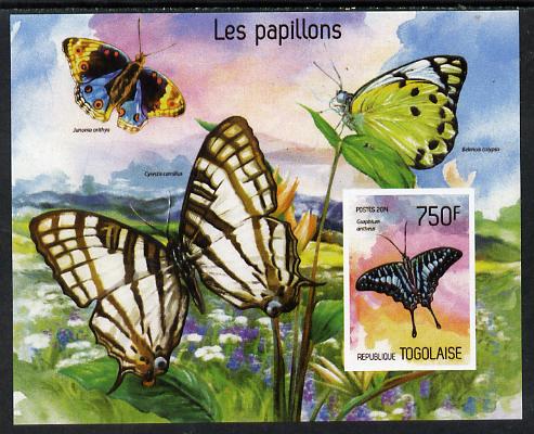 Togo 2014 Butterflies imperf s/sheet A - unmounted mint. Note this item is privately produced and is offered purely on its thematic appeal, stamps on , stamps on  stamps on butterflies