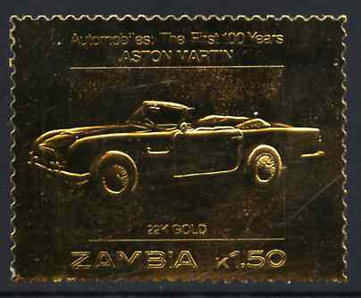 Zambia 1987 Classic Cars 1k50 Aston Martin in 22k gold foil unmounted mint, stamps on , stamps on  stamps on cars     aston martin