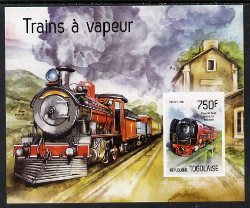 Togo 2014 Steam Locomotives imperf s/sheet A - unmounted mint. Note this item is privately produced and is offered purely on its thematic appeal, stamps on railways