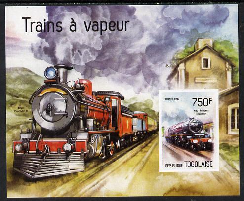 Togo 2014 Steam Locomotives imperf s/sheet B - unmounted mint. Note this item is privately produced and is offered purely on its thematic appeal, stamps on railways