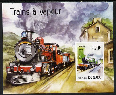 Togo 2014 Steam Locomotives imperf s/sheet C - unmounted mint. Note this item is privately produced and is offered purely on its thematic appeal, stamps on , stamps on  stamps on railways