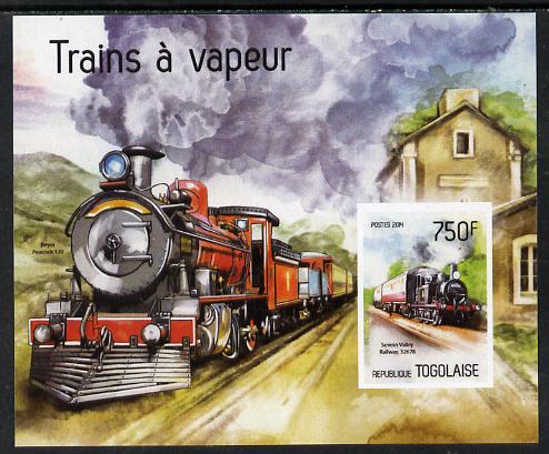 Togo 2014 Steam Locomotives imperf s/sheet D - unmounted mint. Note this item is privately produced and is offered purely on its thematic appeal, stamps on , stamps on  stamps on railways