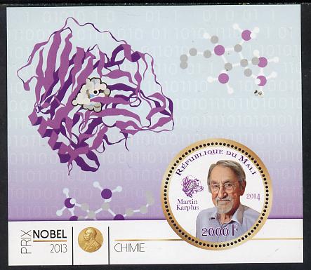 Mali 2014 Nobel Prize for Chemistry (2013) - Martin Karplus perf s/sheet containing one circular value unmounted mint , stamps on , stamps on  stamps on nobel, stamps on  stamps on personalities, stamps on  stamps on shaped, stamps on  stamps on chemistry, stamps on  stamps on 