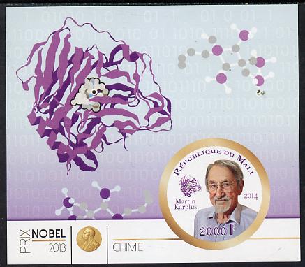 Mali 2014 Nobel Prize for Chemistry (2013) - Martin Karplus perf s/sheet containing one circular value unmounted mint , stamps on , stamps on  stamps on nobel, stamps on  stamps on personalities, stamps on  stamps on shaped, stamps on  stamps on chemistry, stamps on  stamps on 