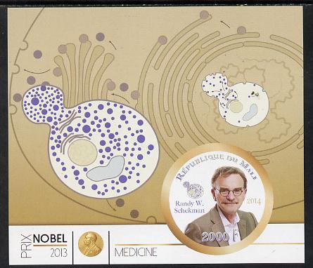 Mali 2014 Nobel Prize for Medicine (2013) - Randy W Schekman imperf s/sheet containing one circular value unmounted mint , stamps on , stamps on  stamps on nobel, stamps on  stamps on personalities, stamps on  stamps on shaped, stamps on  stamps on medical, stamps on  stamps on 