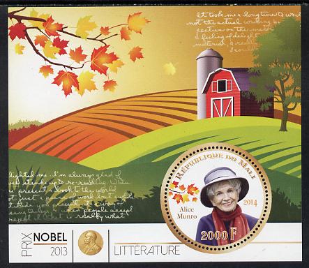 Mali 2014 Nobel Prize for Literature (2013) - Alice Munro perf s/sheet containing one circular value unmounted mint , stamps on nobel, stamps on personalities, stamps on shaped, stamps on literature, stamps on 