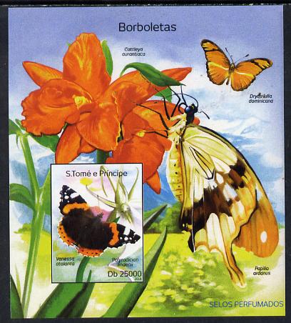 St Thomas & Prince Islands 2014 Butterflies A imperf deluxe m/sheet unmounted mint. Note this item is privately produced and is offered purely on its thematic appeal, stamps on , stamps on  stamps on butterflies, stamps on  stamps on 