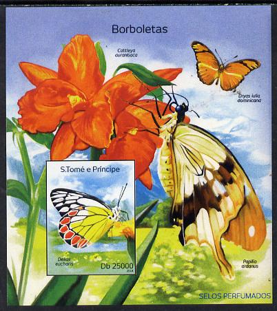 St Thomas & Prince Islands 2014 Butterflies B imperf deluxe m/sheet unmounted mint. Note this item is privately produced and is offered purely on its thematic appeal, stamps on , stamps on  stamps on butterflies, stamps on  stamps on 