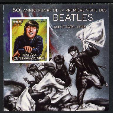 Central African Republic 2014 The Beatles - John Lennon imperf deluxe m/sheet unmounted mint. Note this item is privately produced and is offered purely on its thematic appeal, stamps on , stamps on  stamps on personalities, stamps on  stamps on music, stamps on  stamps on pops, stamps on  stamps on beatles