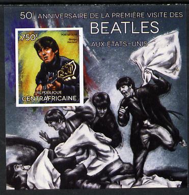 Central African Republic 2014 The Beatles - George Harrison imperf deluxe m/sheet unmounted mint. Note this item is privately produced and is offered purely on its thematic appeal, stamps on , stamps on  stamps on personalities, stamps on  stamps on music, stamps on  stamps on pops, stamps on  stamps on beatles