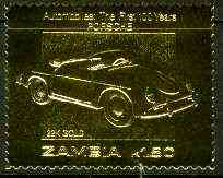 Zambia 1987 Classic Cars 1k50 Porsche in 22k gold foil unmounted mint, stamps on , stamps on  stamps on cars      porsche