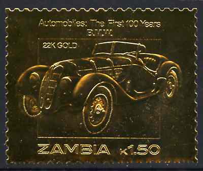 Zambia 1987 Classic Cars 1k50 BMW in 22k gold foil unmounted mint, stamps on , stamps on  stamps on cars     bmw