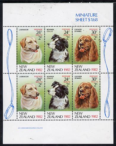 New Zealand 1982 Health - Dogs perf m/sheet unmounted mint, SG MS 1273, stamps on , stamps on  stamps on dogs