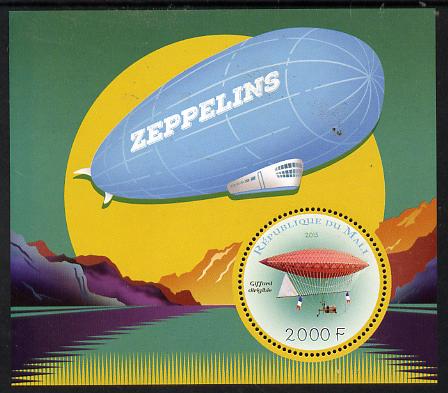 Mali 2015 Airships perf sheetlet containing circular-shaped value unmounted mint , stamps on , stamps on  stamps on shaped, stamps on  stamps on aviation.airships, stamps on  stamps on zeppelins