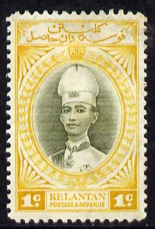 Malaya - Kelantan 1937-40 Sultan Ismail Chef's Hat 1c mounted mint SG 40, stamps on , stamps on  stamps on , stamps on  stamps on  kg6 , stamps on  stamps on 