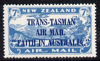 New Zealand 1934 Trans-Tasman Faith in Australia 7d blue unmounted mint SG 554, stamps on , stamps on  kg5 , stamps on aviation