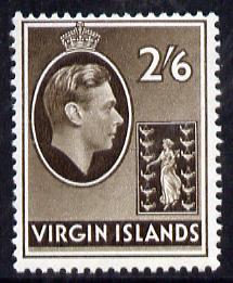 British Virgin islands 1938-47 KG6 2s6d sepia on ord paper unmounted mint SG118a, stamps on , stamps on  kg6 , stamps on 