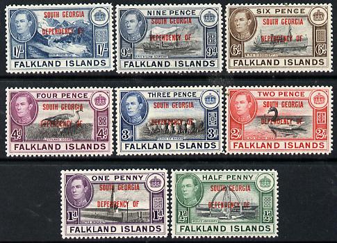 Falkland Islands Dependencies - South Georgia 1944 KG6 opt'd set of 8 unmountedd mint, SG B1-8, stamps on , stamps on  stamps on , stamps on  stamps on  kg6 , stamps on  stamps on 