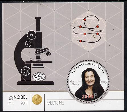 Mali 2015 Nobel prize for Medicine - May-Britt Moser perf sheet containing one circular shaped value unmounted mint , stamps on , stamps on  stamps on shaped, stamps on  stamps on circular, stamps on  stamps on nobel, stamps on  stamps on personalities, stamps on  stamps on medical