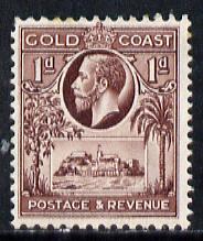 Gold Coast 1928 KG5 Christiansborg Castle 1d red-brown mounted mint SG 104, stamps on , stamps on  kg5 , stamps on castles