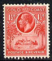 Gold Coast 1928 KG5 Christiansborg Castle 1.5d scarlet mounted mint SG 105, stamps on , stamps on  kg5 , stamps on castles