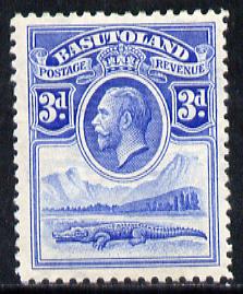 Basutoland 1933 KG5 3d bright blue Nile Crocodile mounted mint SG 4, stamps on , stamps on  kg5 , stamps on crocodiles, stamps on reptiles