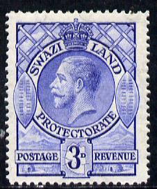 Swaziland 1933 KG5 3d blue mounted mint SG 14, stamps on , stamps on  kg5 , stamps on 