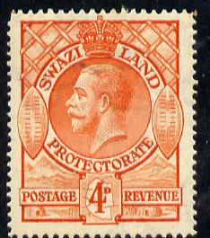 Swaziland 1933 KG5 4d orange mounted mint SG 15, stamps on , stamps on  stamps on , stamps on  stamps on  kg5 , stamps on  stamps on 