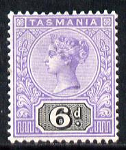 Tasmania 1892-99 QV Key Plate 6d violet & black mounted mint SG 219, stamps on , stamps on  stamps on , stamps on  stamps on  qv , stamps on  stamps on 