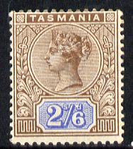 Tasmania 1892-99 QV Key Plate 2s6d brown & blue mounted mint SG 222, stamps on , stamps on  stamps on , stamps on  stamps on  qv , stamps on  stamps on 