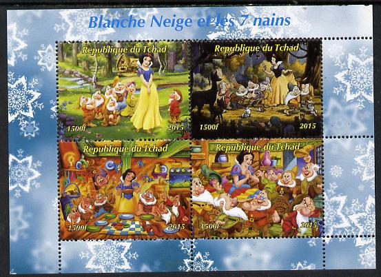 Chad 2015  Snow White & the 7 Dwarfs perf sheetlet containing 4 values unmounted mint. Note this item is privately produced and is offered purely on its thematic appeal. . , stamps on , stamps on  stamps on disney.