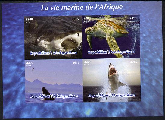 Madagascar 2015  Marine Life of Africa imperf sheetlet containing 4 values unmounted mint. Note this item is privately produced and is offered purely on its thematic appeal, stamps on marine life, stamps on whales, stamps on turtles