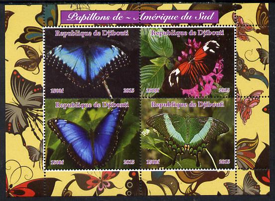 Djibouti 2015 Butterflies #3 perf sheetlet containing 4 values unmounted mint. Note this item is privately produced and is offered purely on its thematic appeal, stamps on butterflies