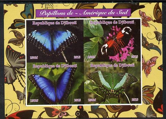 Djibouti 2015 Butterflies #3 imperf sheetlet containing 4 values unmounted mint. Note this item is privately produced and is offered purely on its thematic appeal, stamps on , stamps on  stamps on butterflies