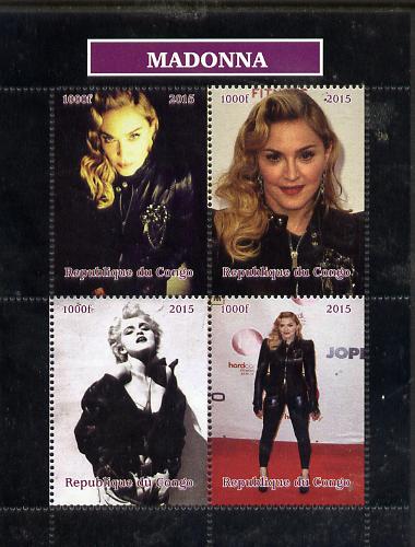 Congo 2015 Madonna perf sheetlet containing 4 values unmounted mint. Note this item is privately produced and is offered purely on its thematic appeal, stamps on personalities, stamps on music, stamps on madonna, stamps on rock, stamps on pops