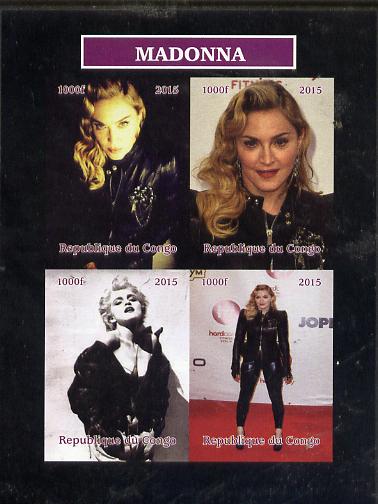 Congo 2015 Madonna imperf sheetlet containing 4 values unmounted mint. Note this item is privately produced and is offered purely on its thematic appeal, stamps on , stamps on  stamps on personalities, stamps on  stamps on music, stamps on  stamps on madonna, stamps on  stamps on rock, stamps on  stamps on pops