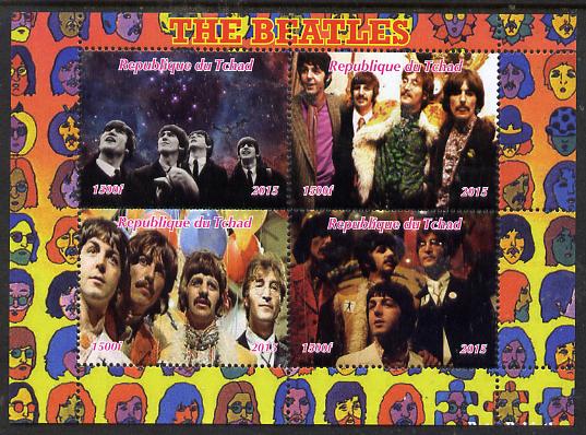 Chad 2015 The Beatles perf sheetlet containing 4 values unmounted mint. Note this item is privately produced and is offered purely on its thematic appeal. . , stamps on , stamps on  stamps on personalities, stamps on  stamps on beatles, stamps on  stamps on pops, stamps on  stamps on music, stamps on  stamps on rock