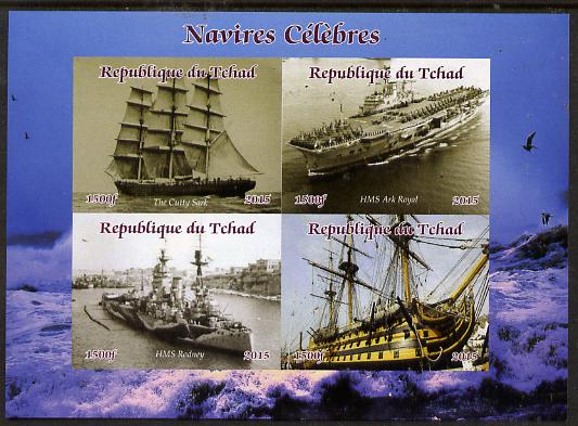 Chad 2015 Famous Ships imperf sheetlet containing 4 values unmounted mint. Note this item is privately produced and is offered purely on its thematic appeal. . , stamps on , stamps on  stamps on ships, stamps on  stamps on flat tops, stamps on  stamps on nelson