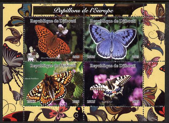 Djibouti 2015 Butterflies of Europe #1 perf sheetlet containing 4 values unmounted mint. Note this item is privately produced and is offered purely on its thematic appeal, stamps on , stamps on  stamps on butterflies