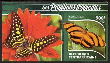 Central African Republic 2015 Butterflies #4 imperf s/sheet unmounted mint. Note this item is privately produced and is offered purely on its thematic appeal, stamps on , stamps on  stamps on butterflies, stamps on  stamps on 