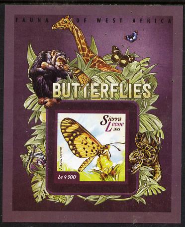 Sierra Leone 2015 Butterflies #3 imperf s/sheet unmounted mint, stamps on butterflies, stamps on 